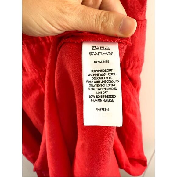 Joie 100% Linen Natural Red Midi V Neck Tank Dress Size 8 - Picture 7 of 9